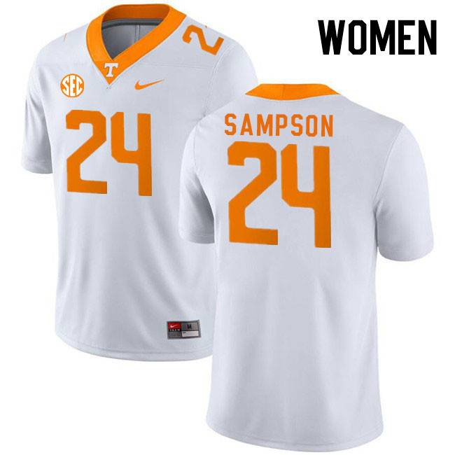 Women #24 Dylan Sampson Tennessee Volunteers College Football Jerseys Stitched Sale-White - Click Image to Close
